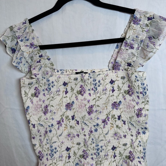 Express Floral Smocked Dress with Ruffle Straps - Picture 7 of 7